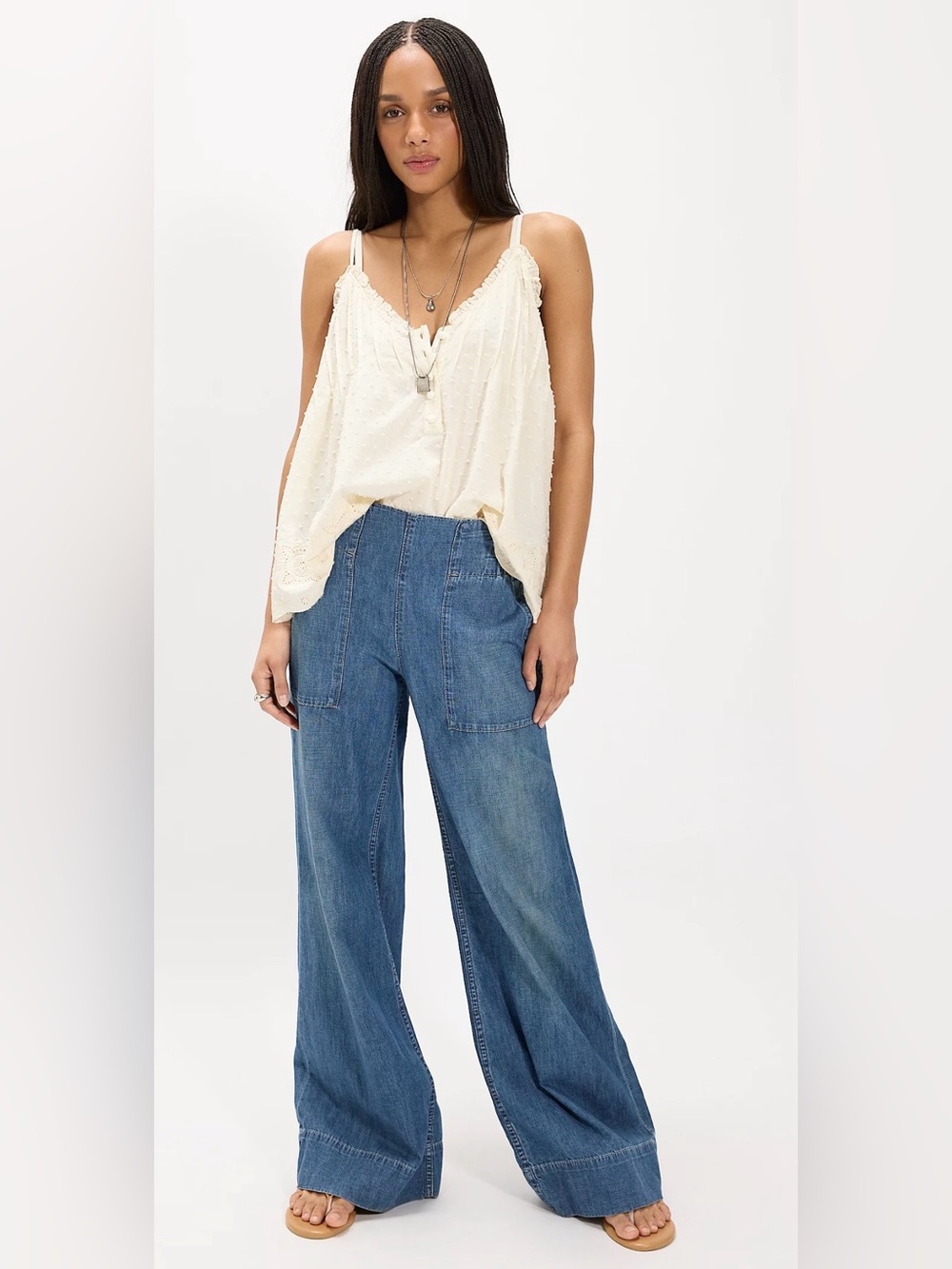 FREE PEOPLE BREEZY COBALT DENIM PULL ON JEANS SIZE XS!!